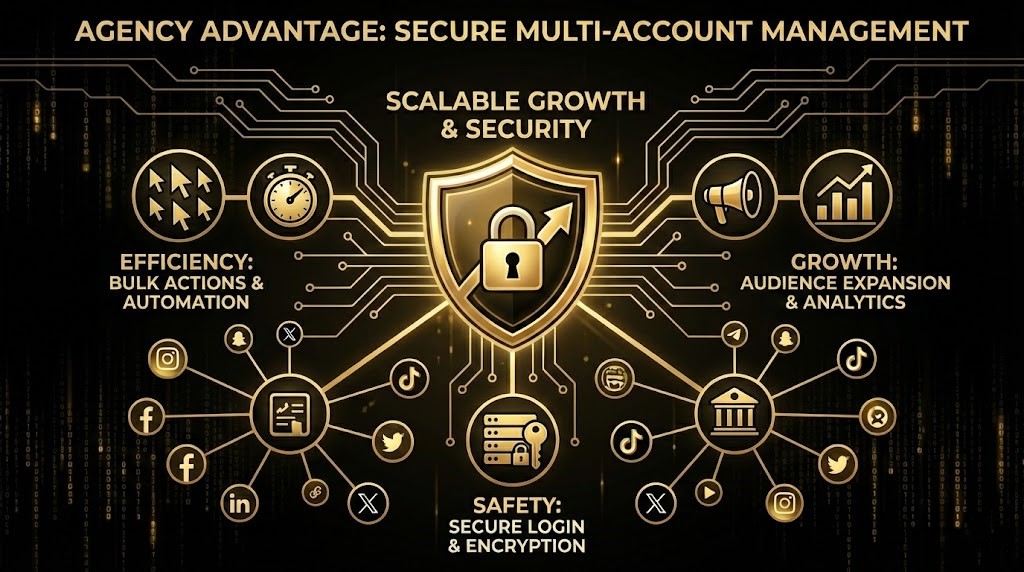 Agency advantage: secure multi-account management with scalable growth and security.